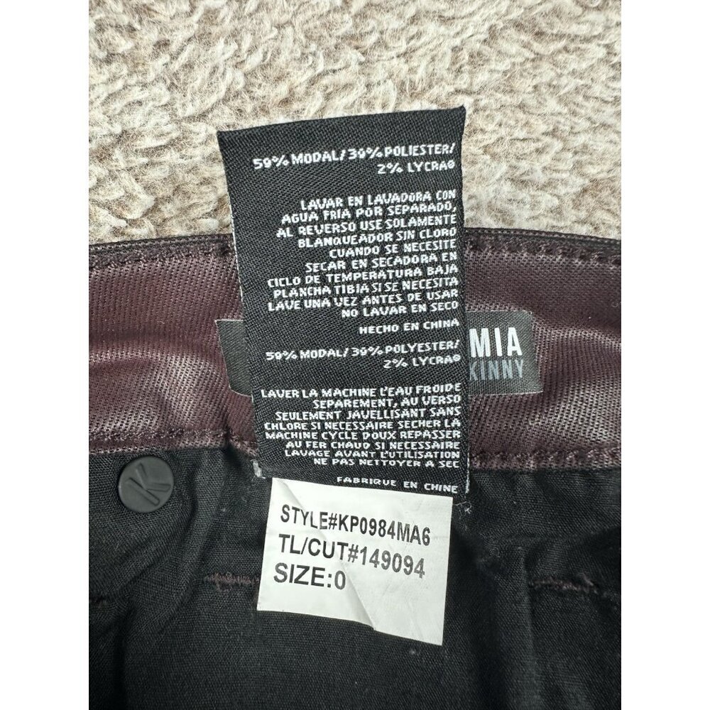 Kut from the Kloth Mia High Rise Skinny Wet Look Bordeaux Jeans Size 0 - Picture 11 of 16